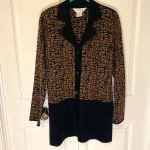 Brown/Black Button Front Misook Jacket (L)